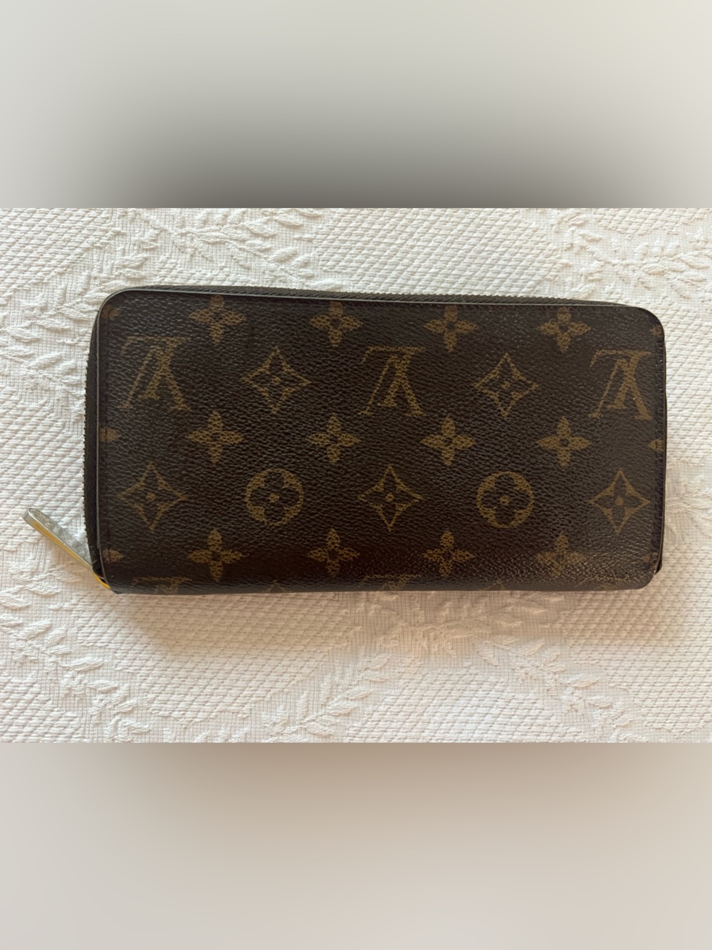 Louis Vuitton Monogram Zip Around Wallet in Brown and Gold